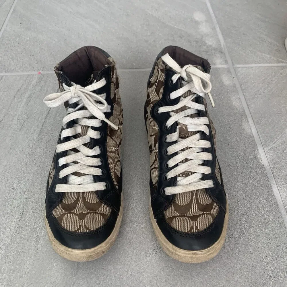 Coach Women High Top Sneakers Ellis Brown Size 7.5B